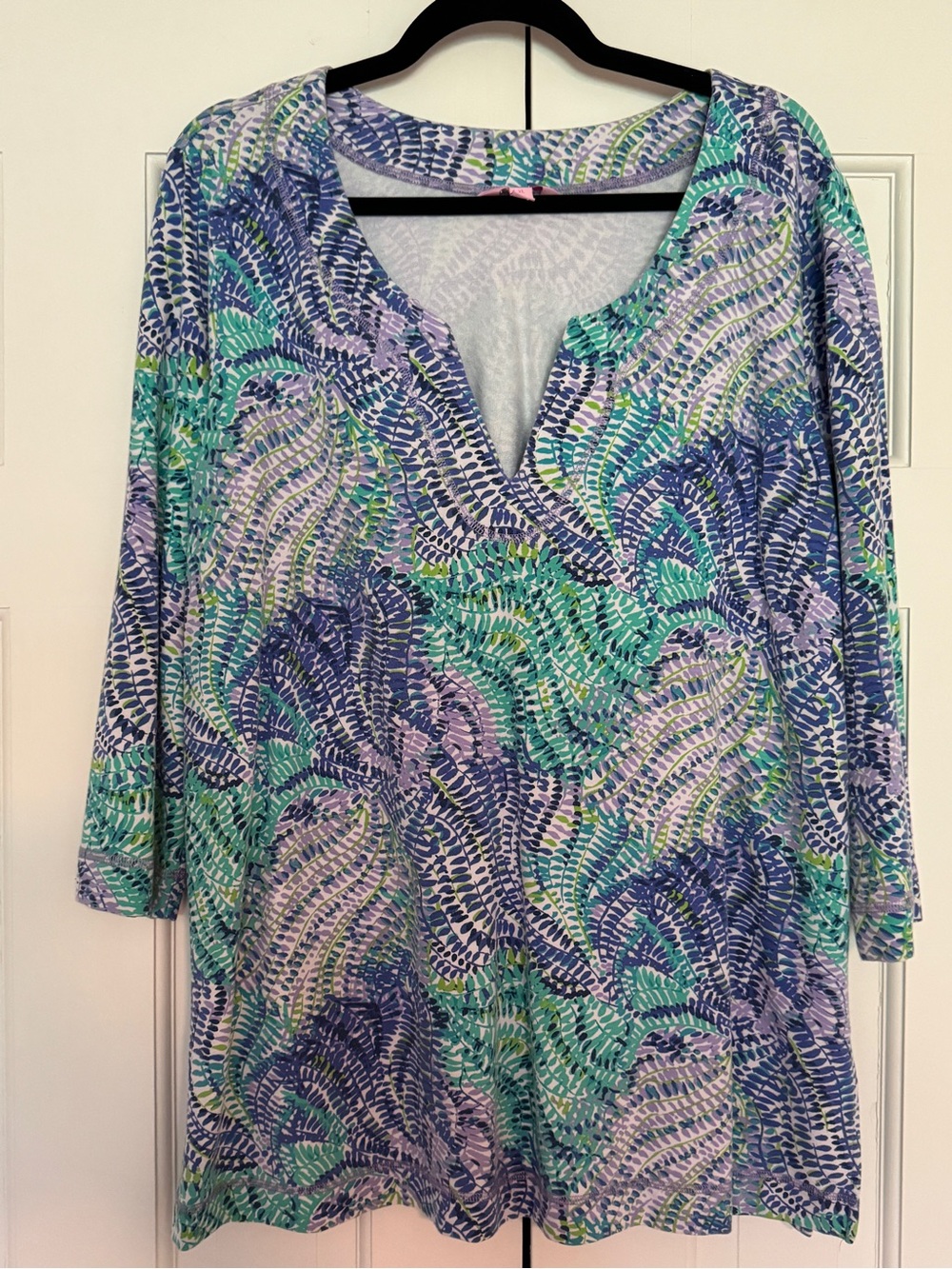 Lilly Pulitzer Blue Green Purple Printed Swim Coverup size XL